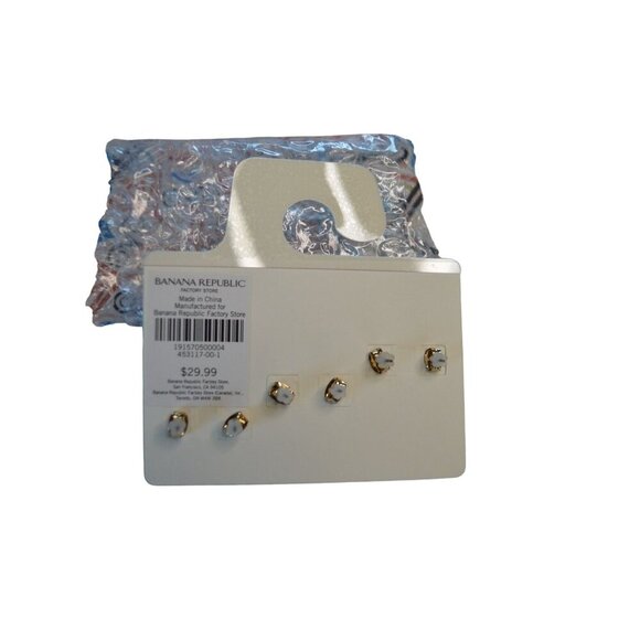 Banana Republic Earring Set Of 3 - Gold & Silver Studs For Women - Picture 3 of 5